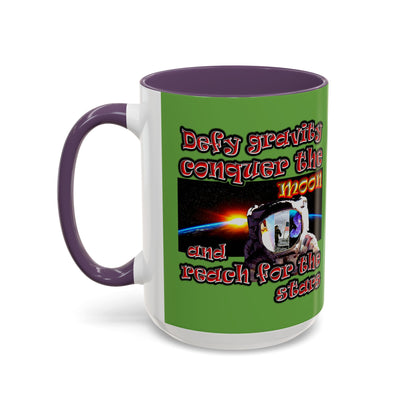 defy conquer reach - Accent Mug (green)