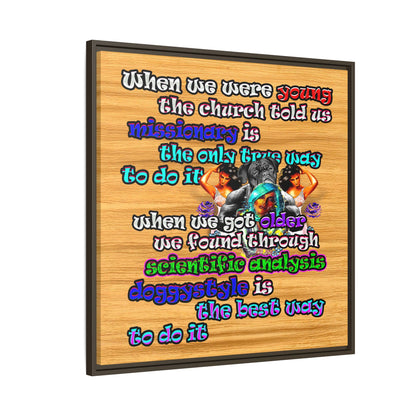 doggystyle - framed canvas art (butterscotch wood finish)