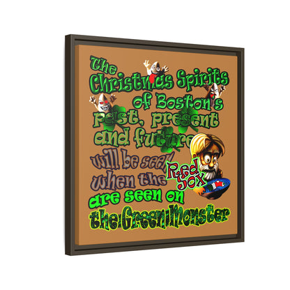 christmas spirits of boston - framed canvas art (light brown)