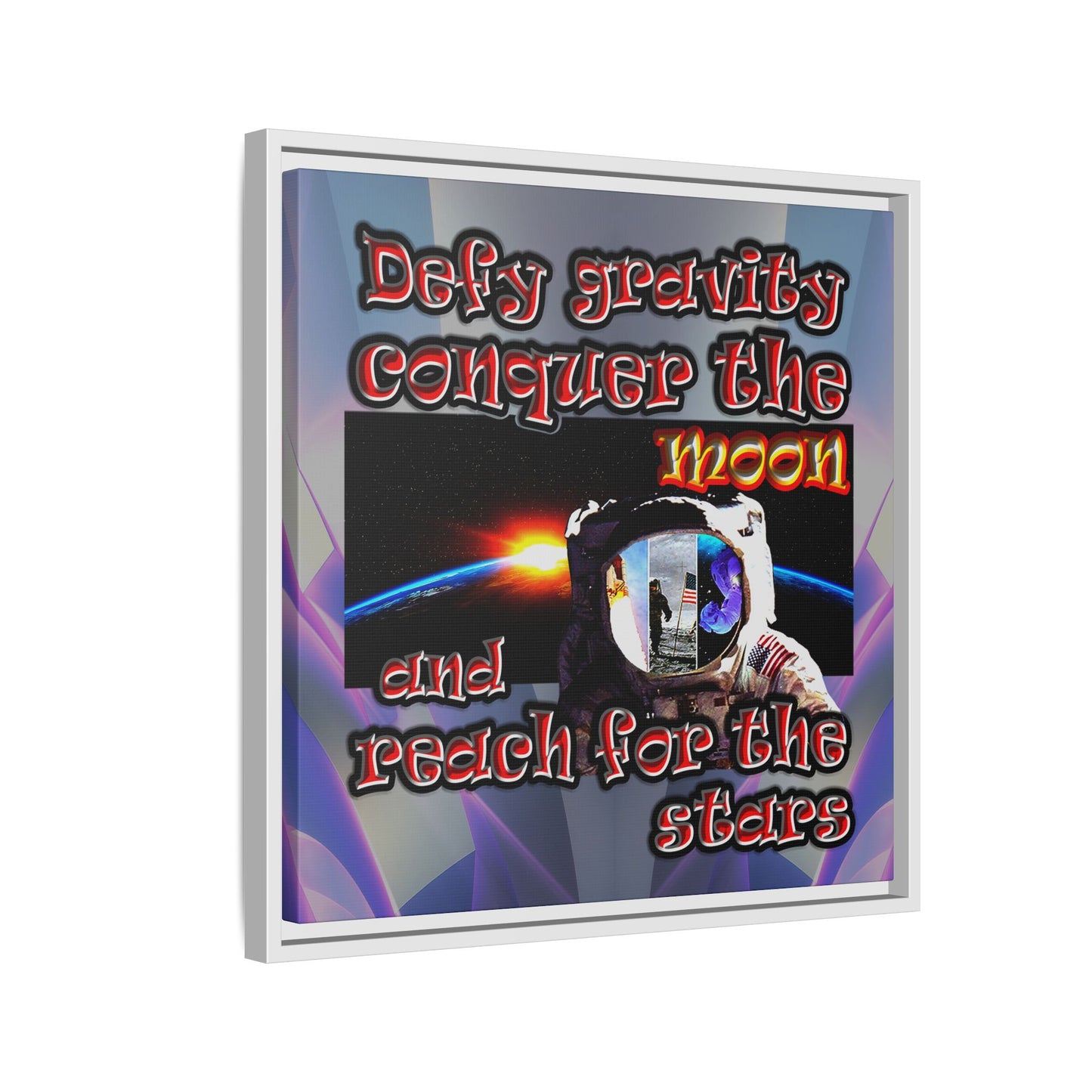 defy conquer reach - framed canvas art (grey-pink wave)