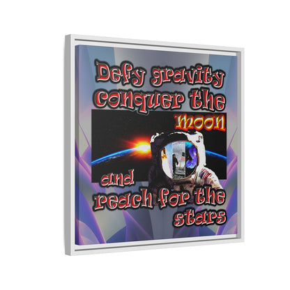 defy conquer reach - framed canvas art (grey-pink wave)