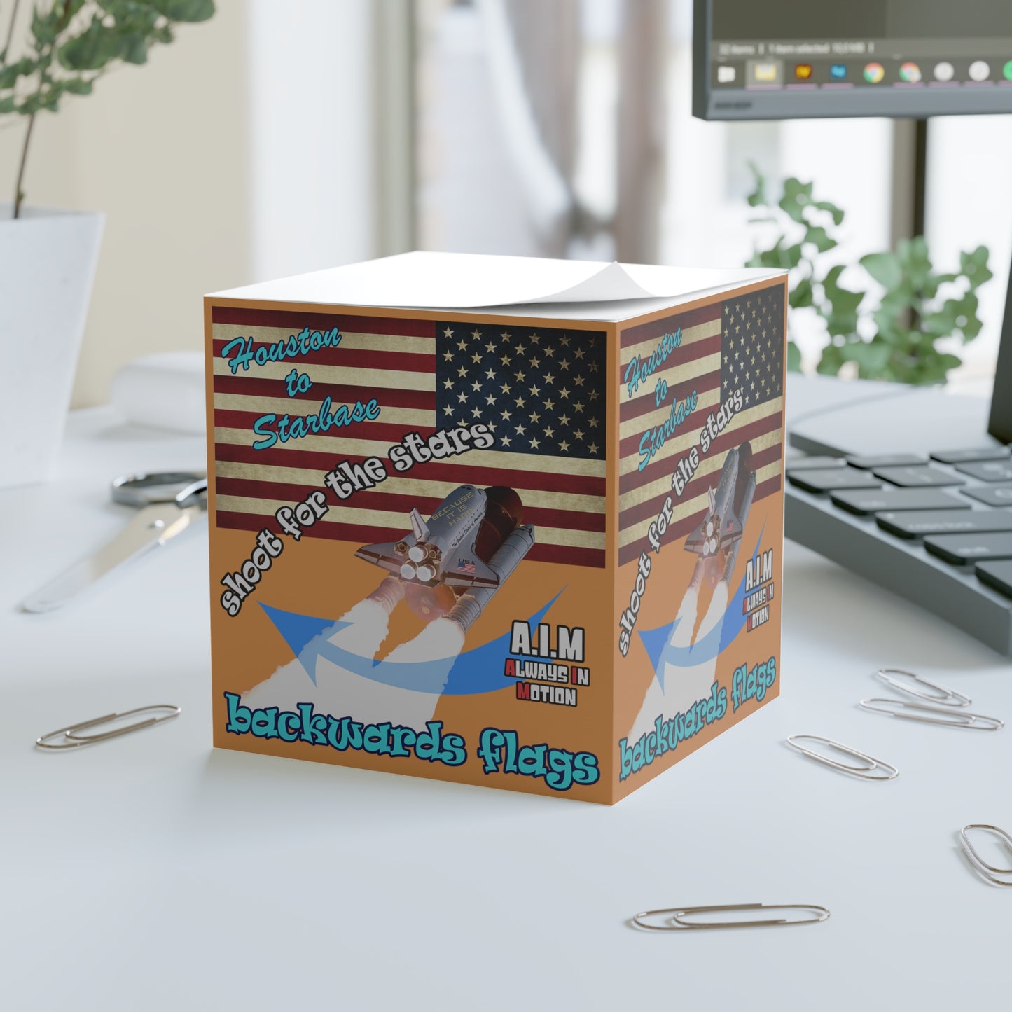 shoot for the stars - note cube (light brown)