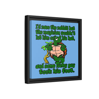 turtle race - framed canvas art (light blue)