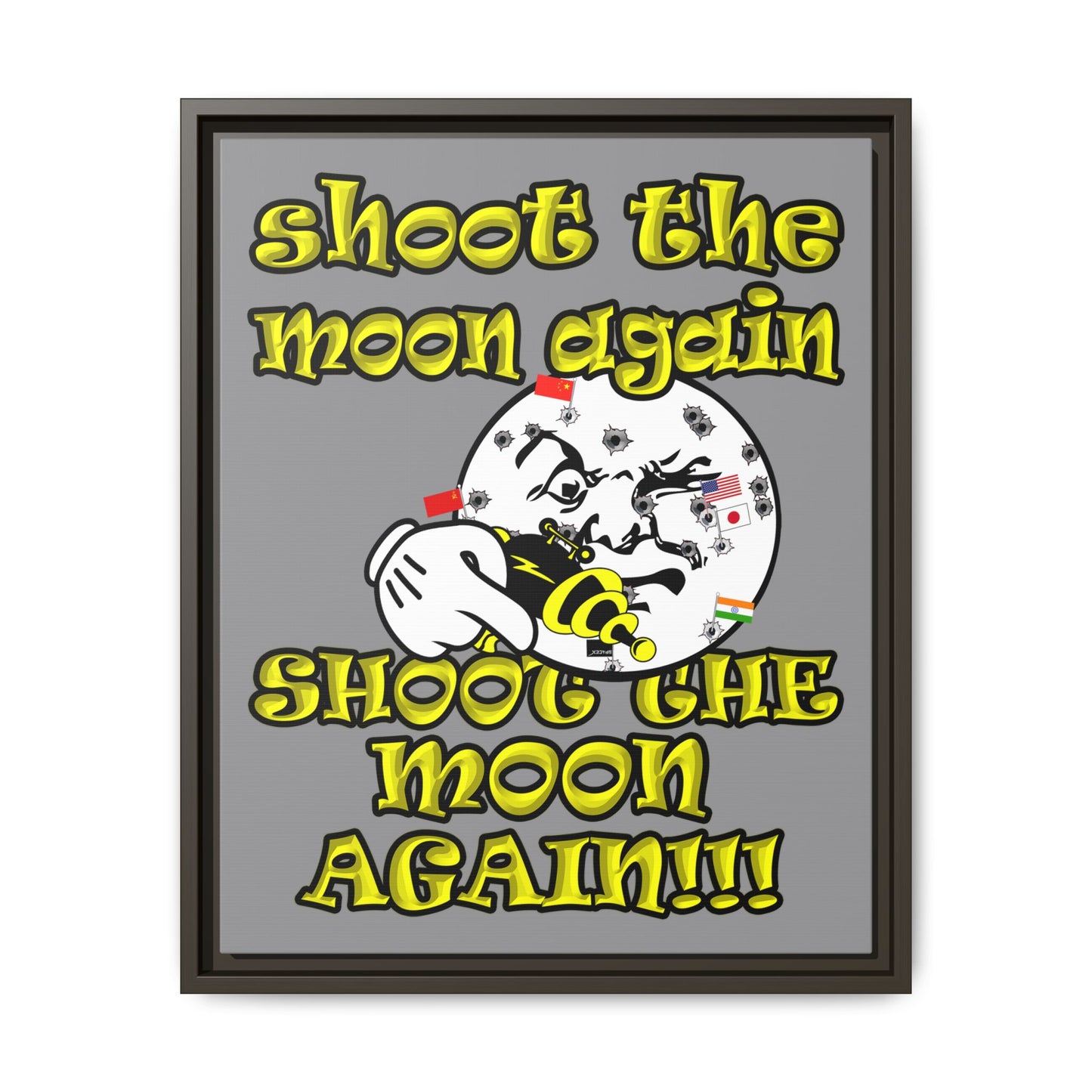 shoot the moon again - framed canvas art (grey)