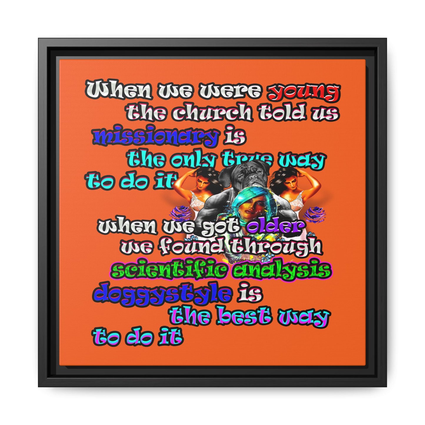 doggystyle - framed canvas art (orange)