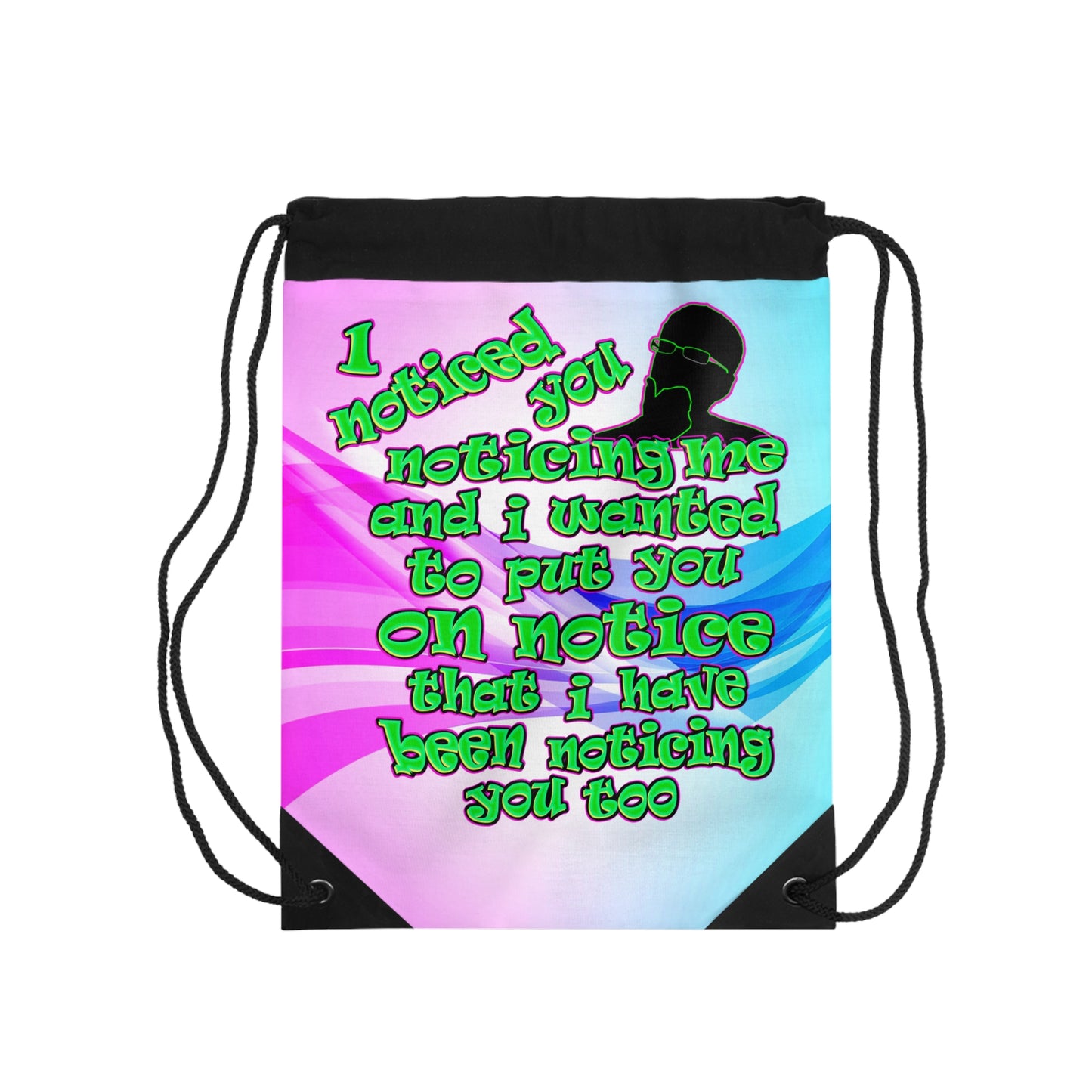 noticed you noticing - Drawstring Bag (light blue-pink wave)
