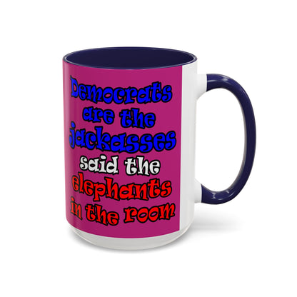 donkeys and elephants - Accent Mug (pink)