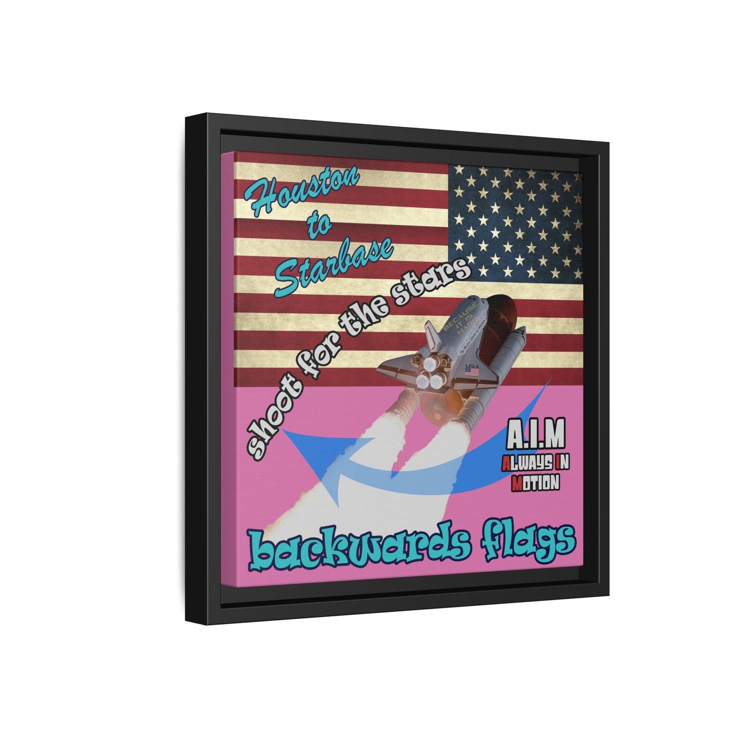 shoot for the stars - framed canvas art (light pink)