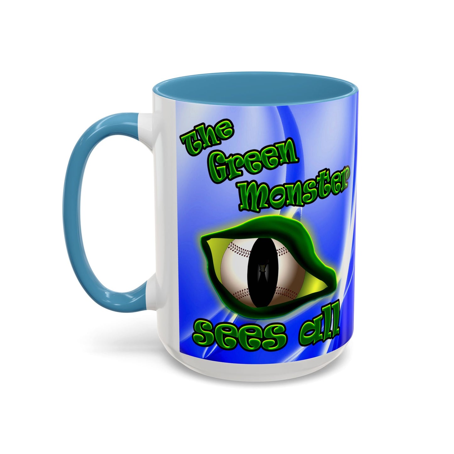 green monster - Accent Mug (blue-white wave)