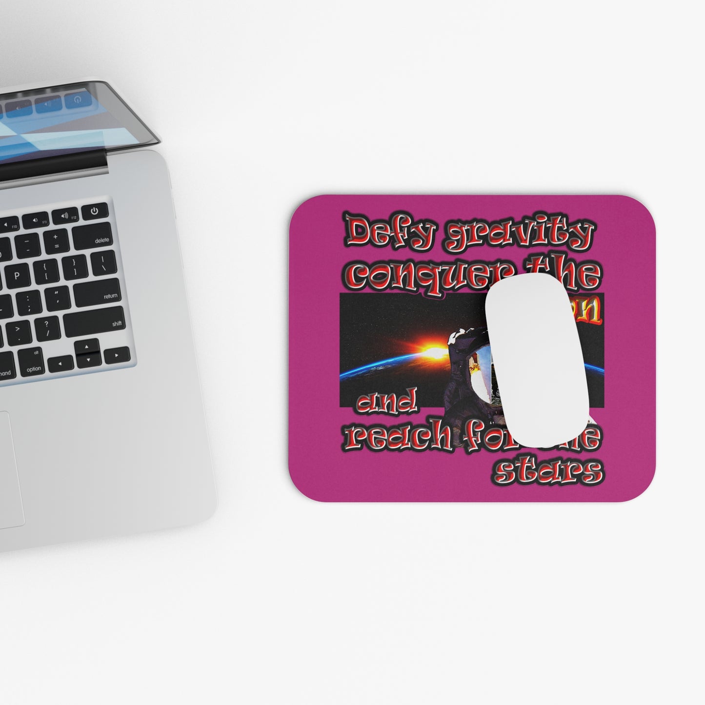 defy conquer reach - Mouse Pad (Rectangle) (pink)
