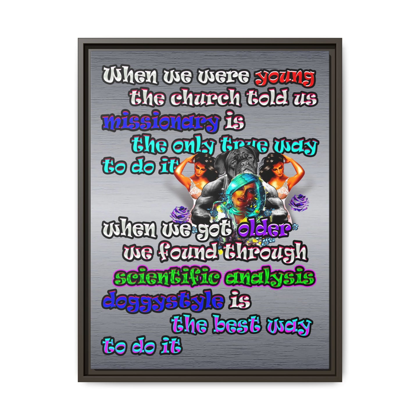 doggystyle - framed canvas art (brushed nickel)