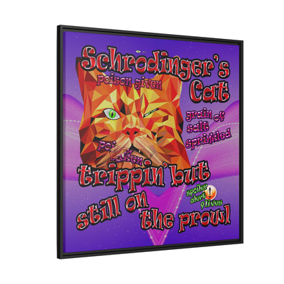 schrodinger's cat - framed canvas art (purple-pink wave)