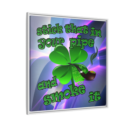 stick that in your pipe and smoke it - framed canvas art (grey-pink wave)