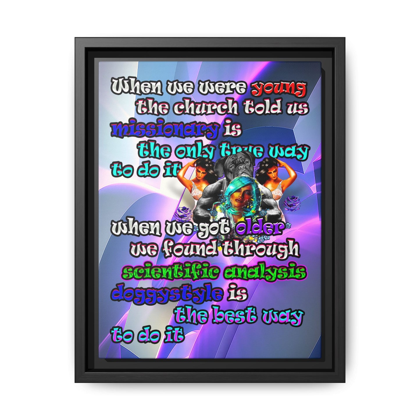 doggystyle - framed canvas art (grey-pink wave)