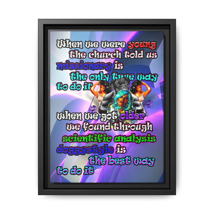 doggystyle - framed canvas art (grey-pink wave)