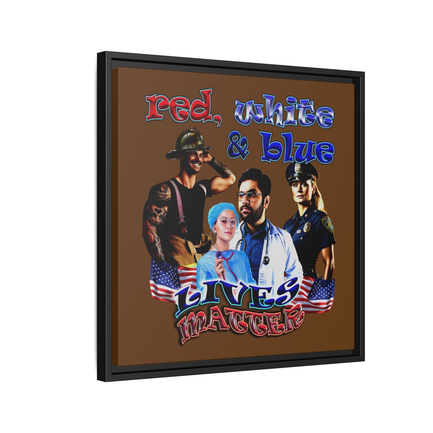 rw&b lives matter - framed canvas art (brown)