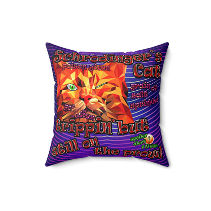 schrodinger's cat - Spun Polyester Square Pillow - (purple wave)
