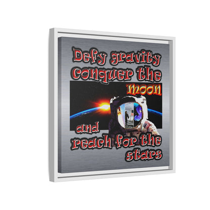 defy conquer reach - framed canvas art (brushed nickel)
