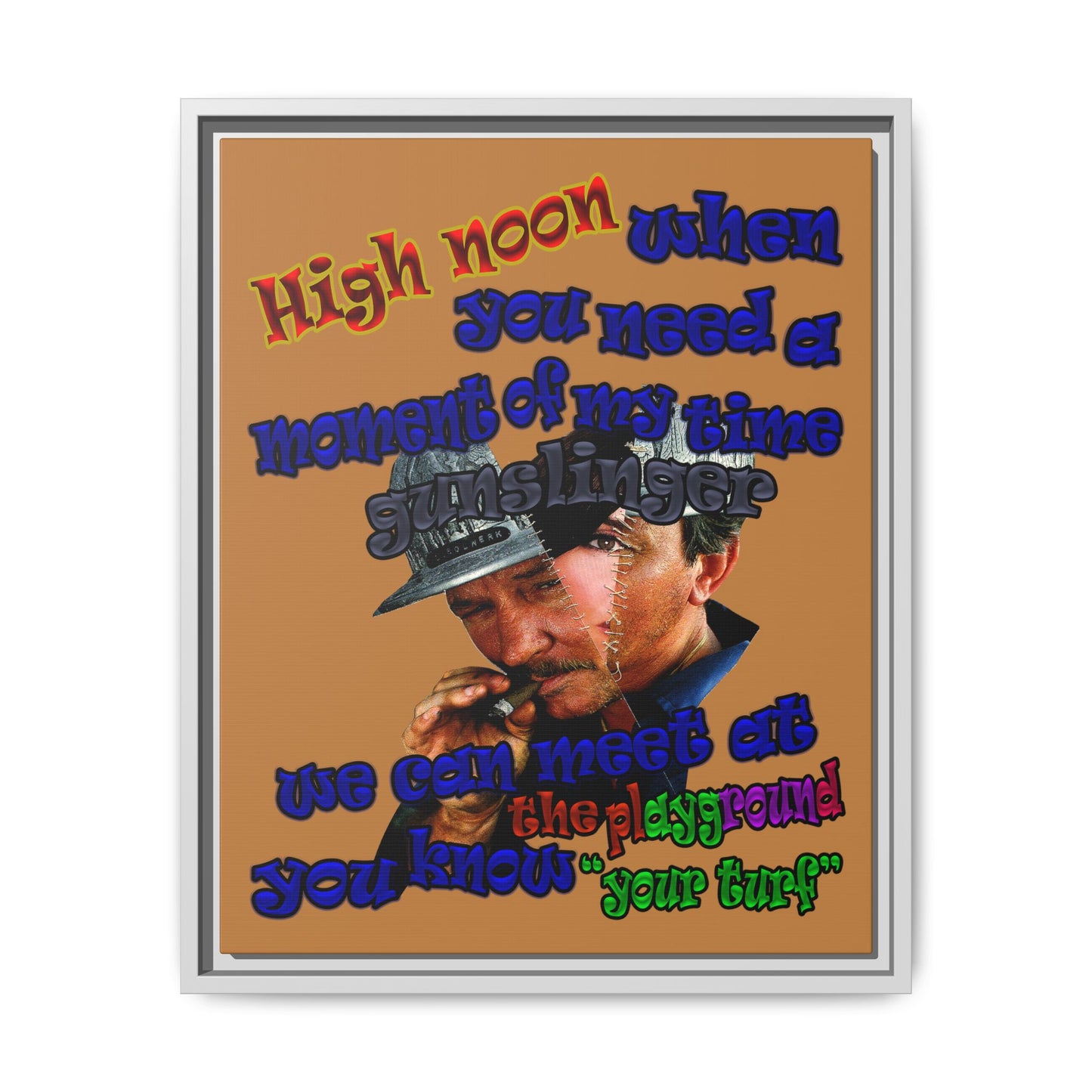 high noon - framed canvas art (light brown)