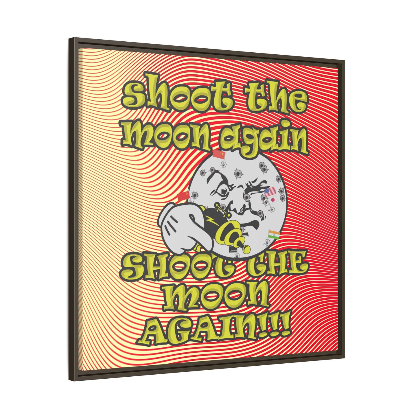 shoot the moon again - framed canvas art (yellow-orange wave)