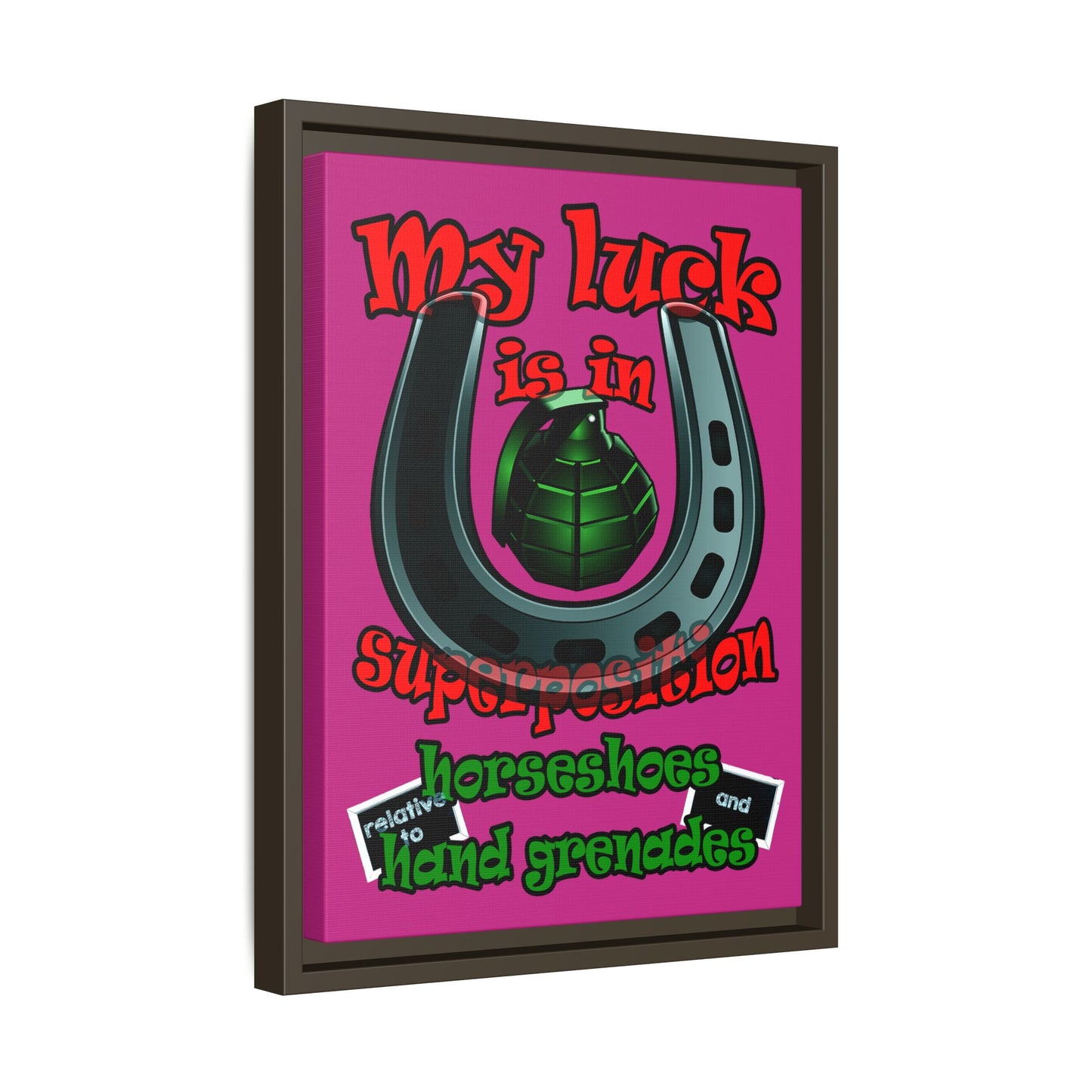 my luck - framed canvas art (pink)