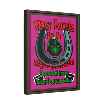 my luck - framed canvas art (pink)