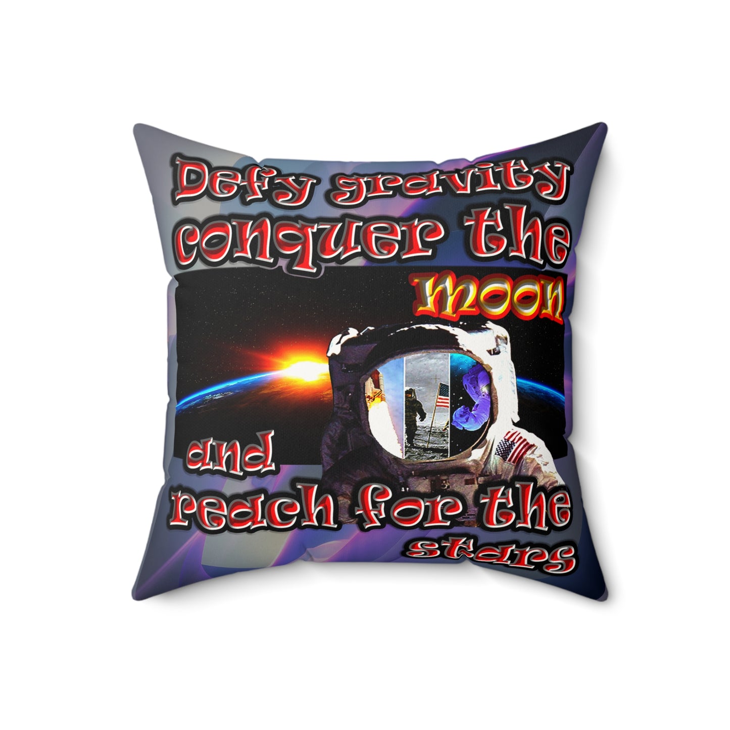 defy conquer reach - Faux Suede Square Pillow - (grey-pink wave)
