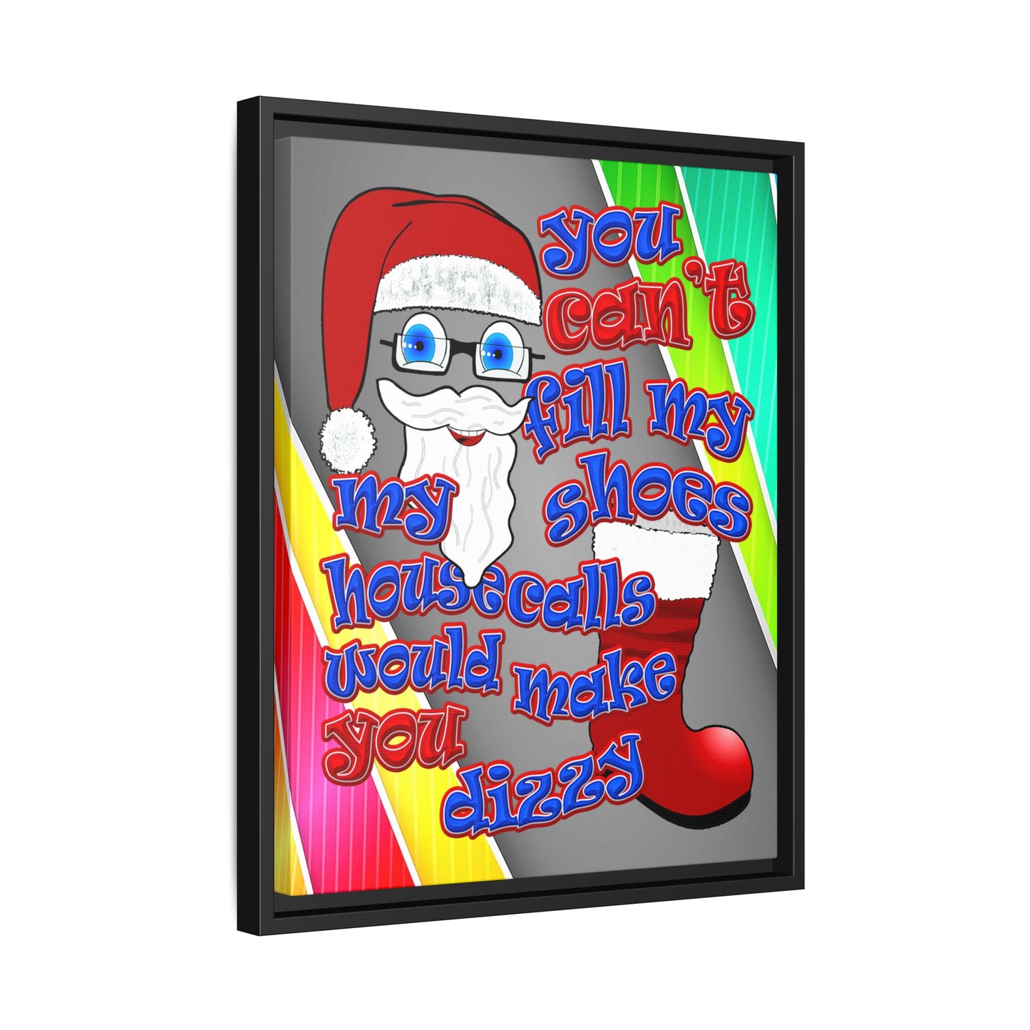 santa's shoes - framed canvas art (rainbow split)