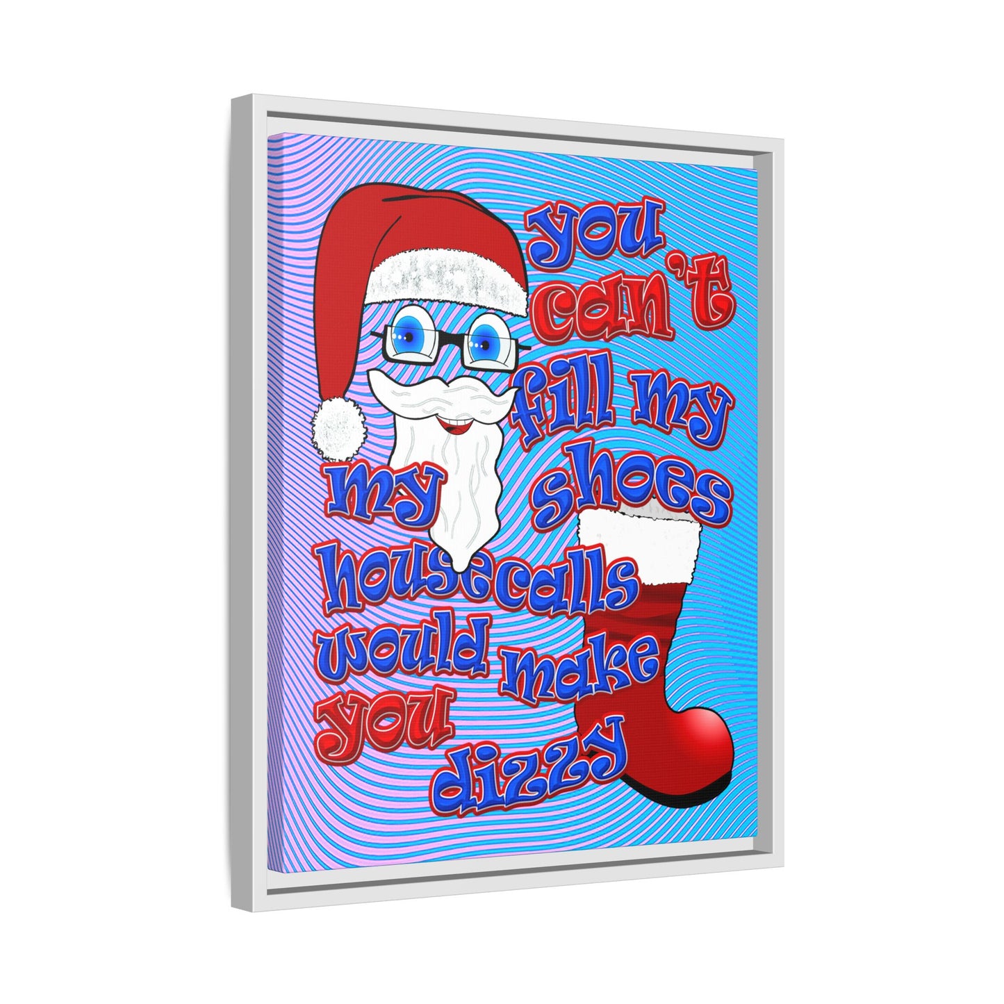 santa's shoes - framed canvas art (light blue-purple wave)