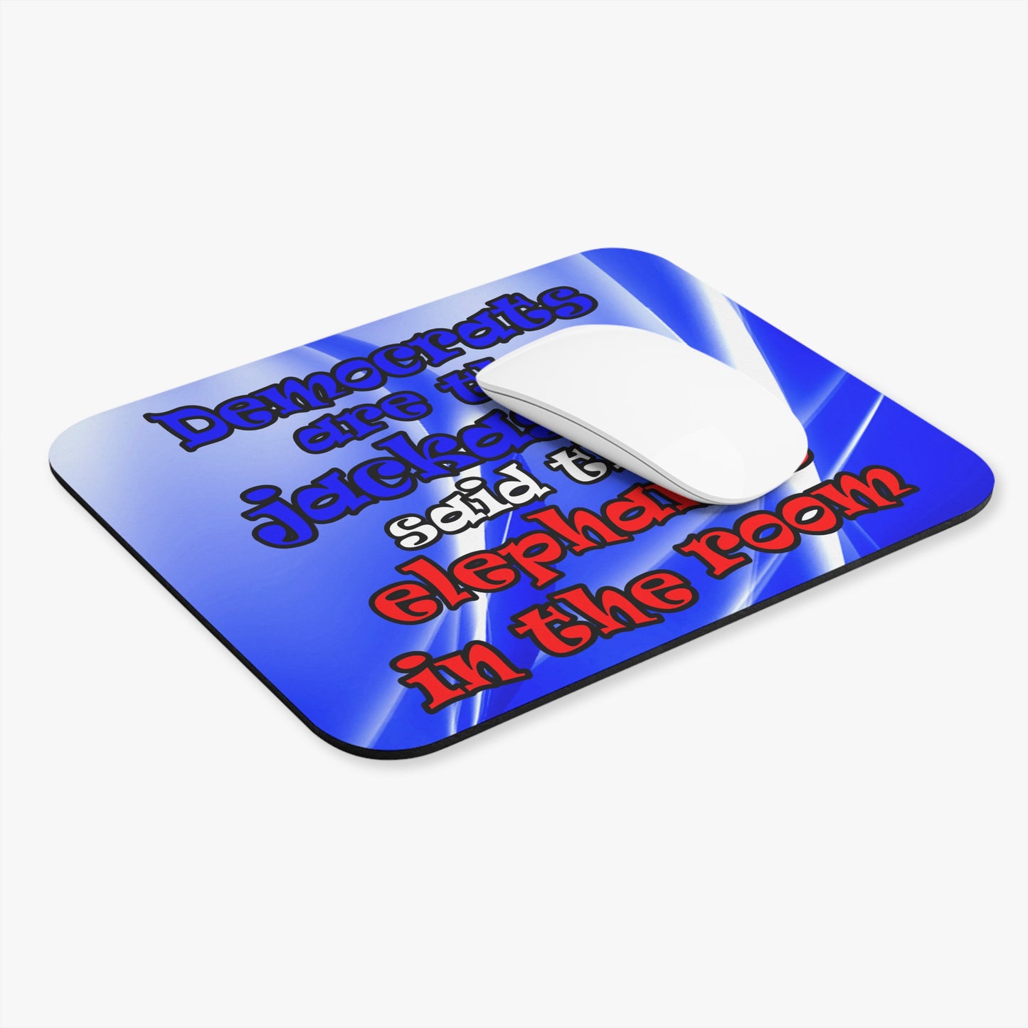 donkeys and elephants - Mouse Pad (Rectangle) (blue-white wave)