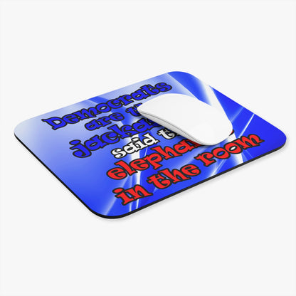donkeys and elephants - Mouse Pad (Rectangle) (blue-white wave)