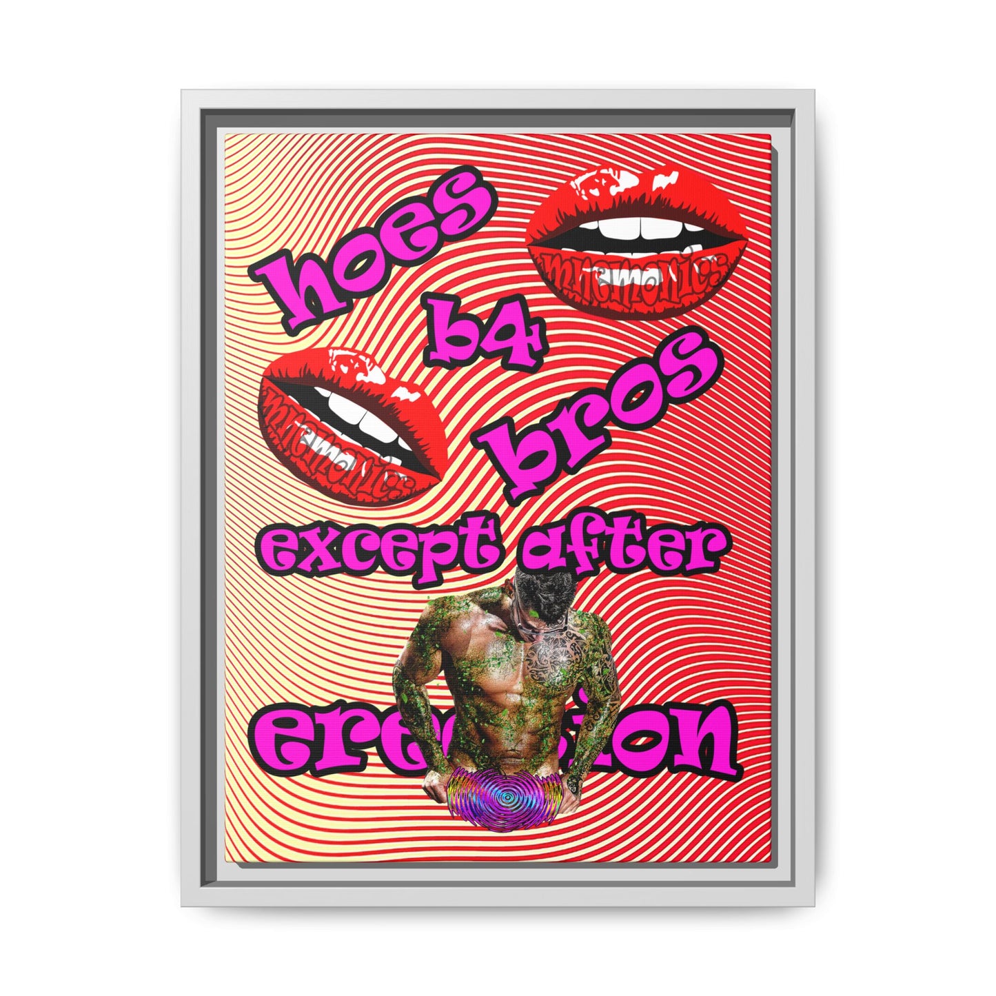 hoes b4 bros - framed canvas art (yellow-orange wave)