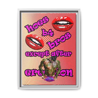 hoes b4 bros - framed canvas art (yellow-orange wave)