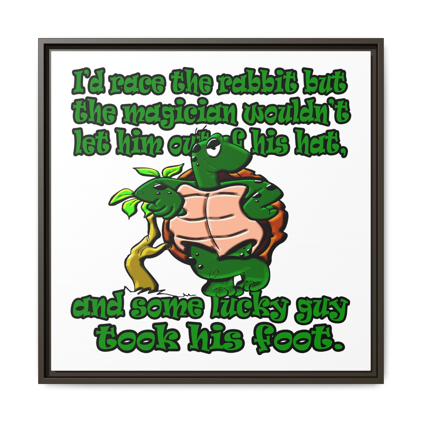 turtle race - framed canvas art (white)