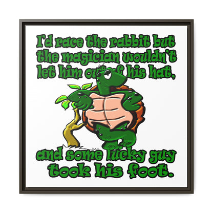 turtle race - framed canvas art (white)