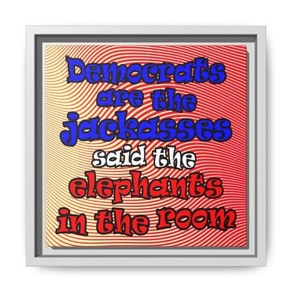 donkeys and elephants - framed canvas art (yellow-orange wave)