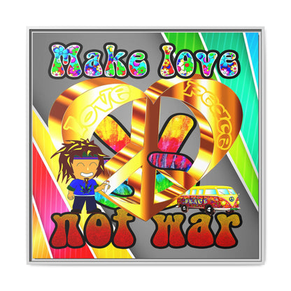 love peace - framed canvas art (rainbow split)