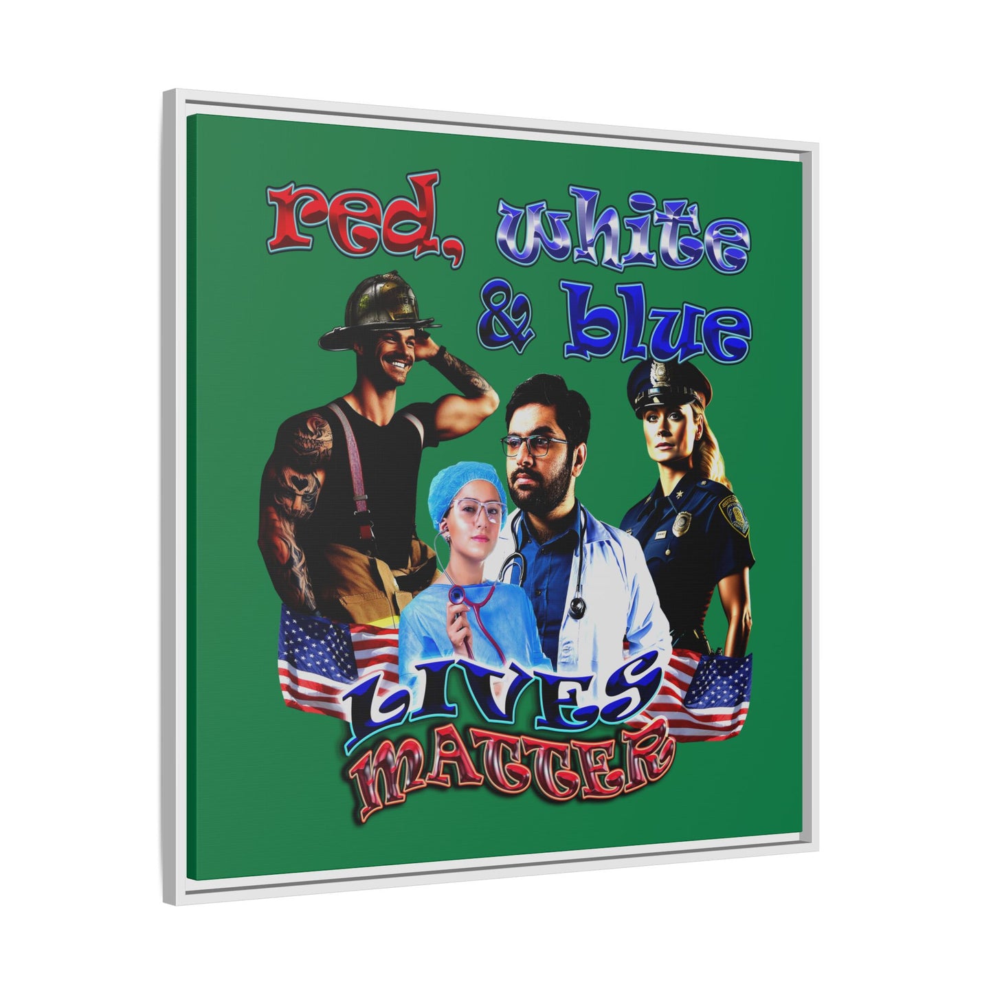 rw&b lives matter - framed canvas art (dark green)