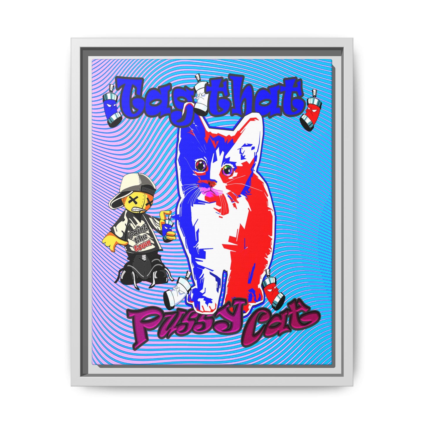 tag that - framed canvas art (light blue-purple wave)