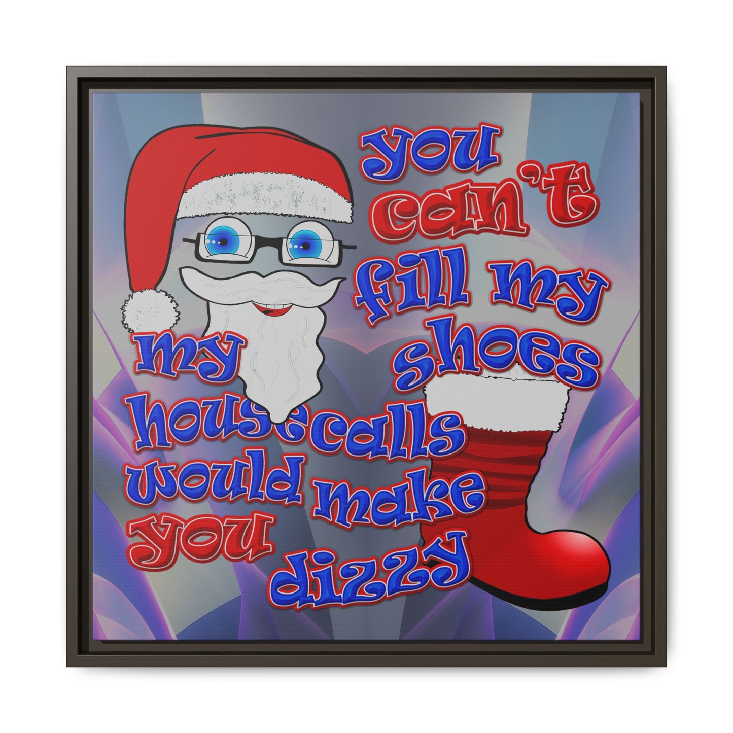 santa's shoes - framed canvas art (grey-pink wave)