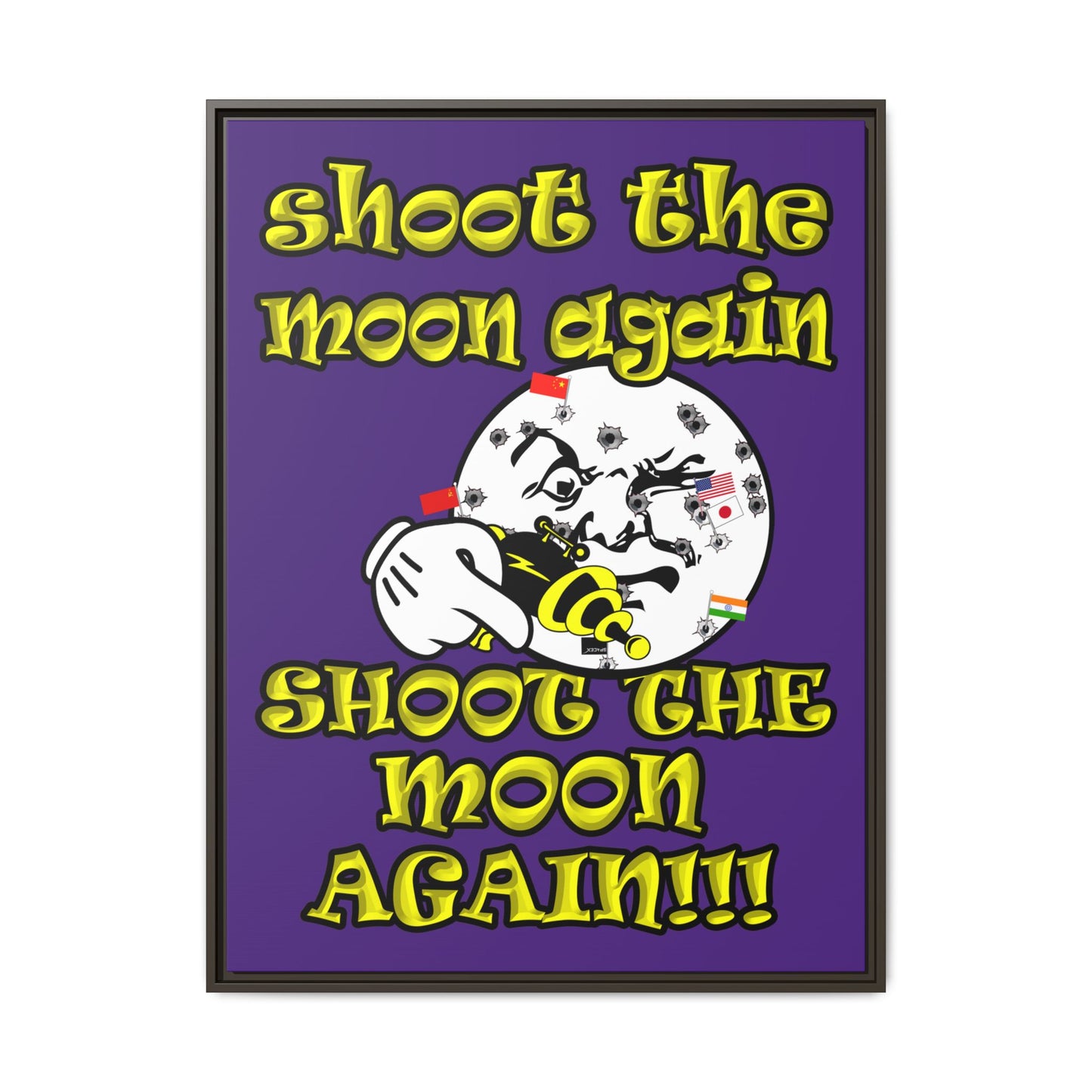 shoot the moon again - framed canvas art (purple)