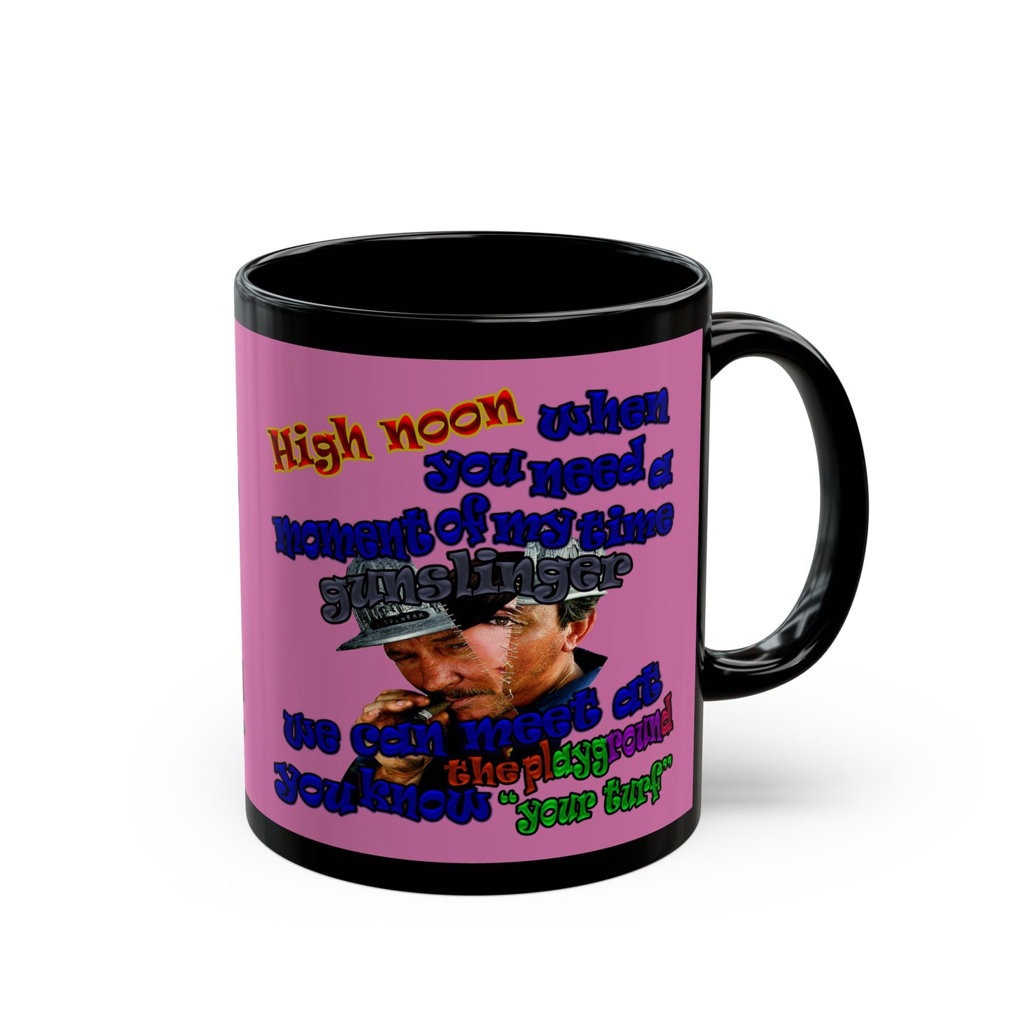 high noon - Black Mug (light pink)