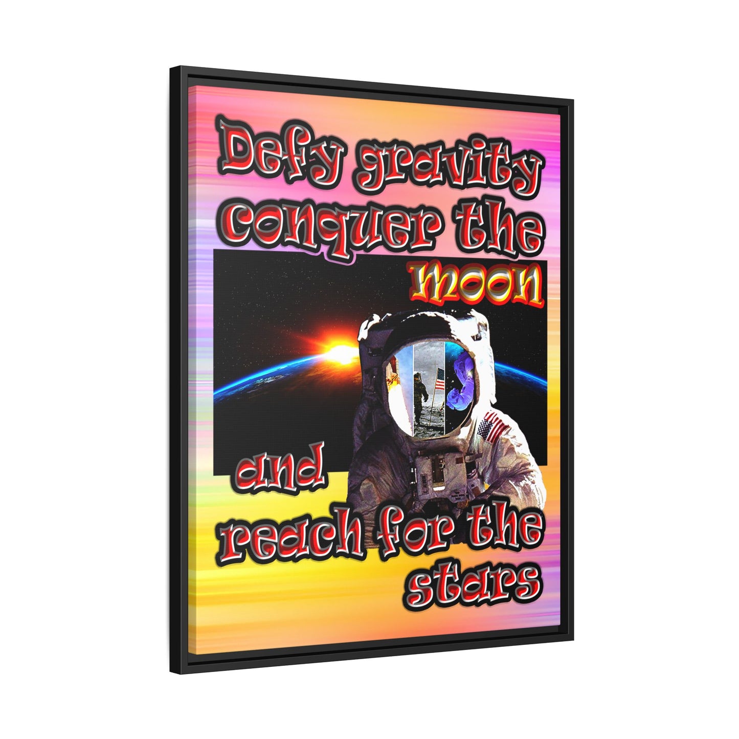 defy conquer reach - framed canvas art (color blur)