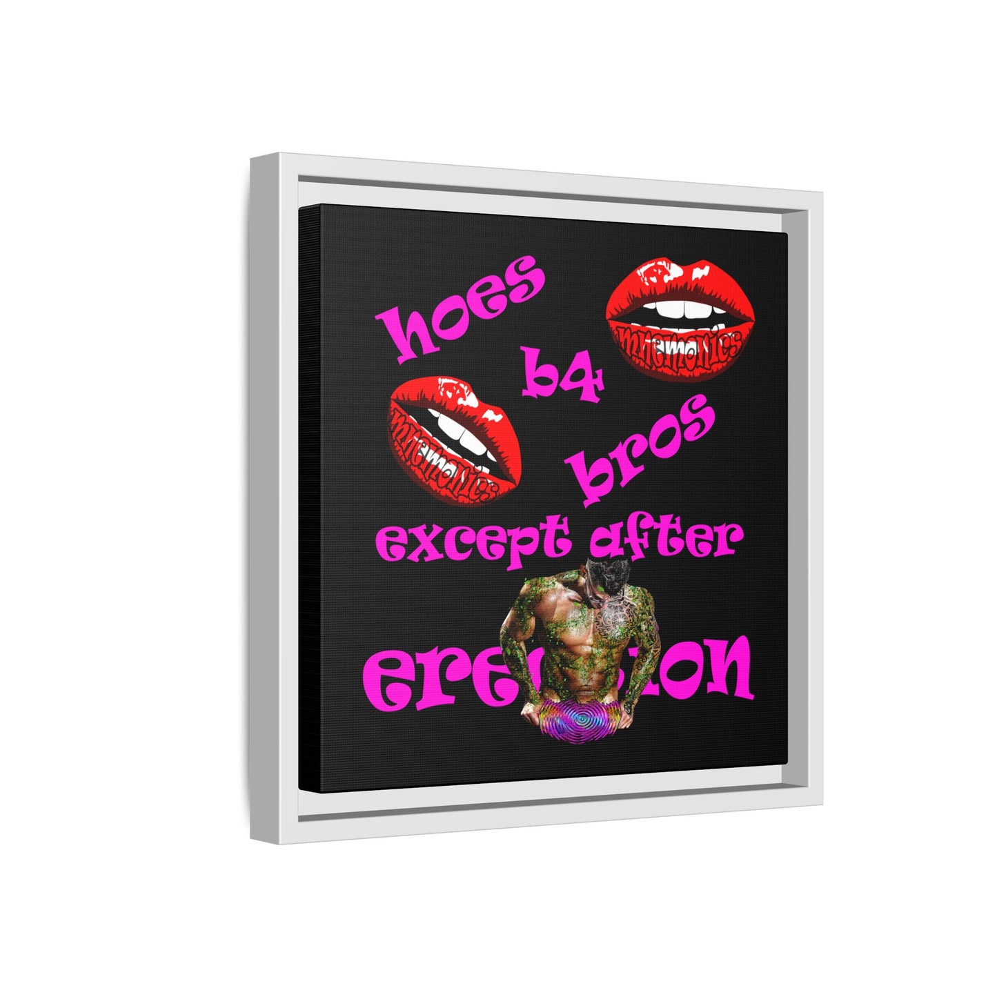 hoes b4 bros - framed canvas art (black)