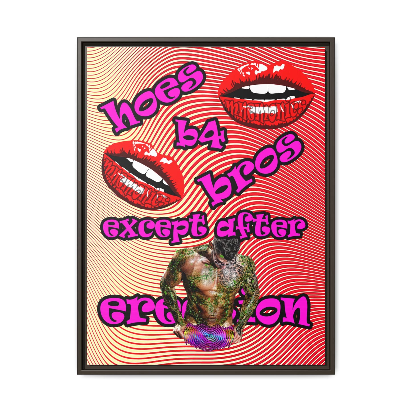 hoes b4 bros - framed canvas art (yellow-orange wave)