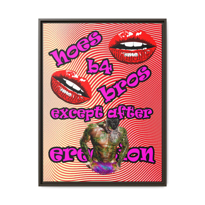 hoes b4 bros - framed canvas art (yellow-orange wave)