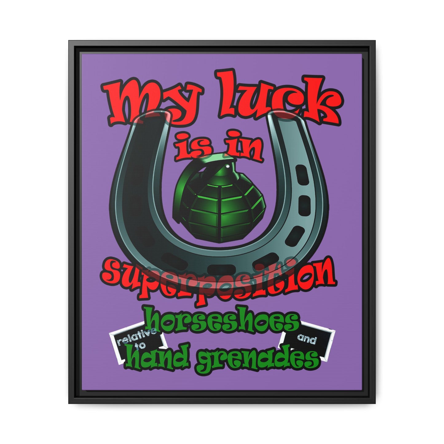 my luck - framed canvas art (light purple)