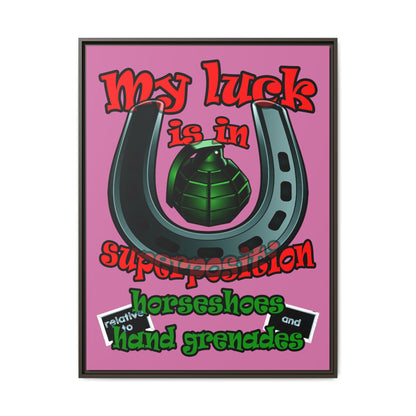 my luck - framed canvas art (light pink)