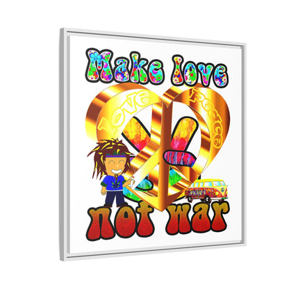 love peace - framed canvas art (white)