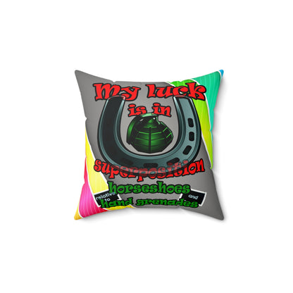my luck - Faux Suede Square Pillow - (rainbow split)